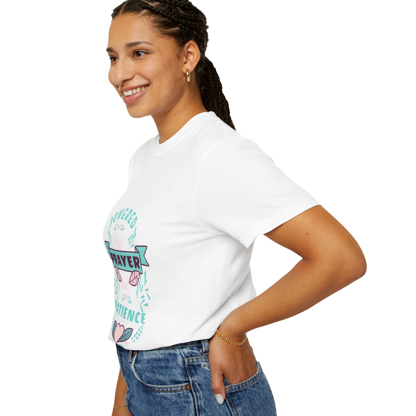 Powered by Prayer and Patience Unisex T-Shirt - Inspirational Garment-Dyed Tee