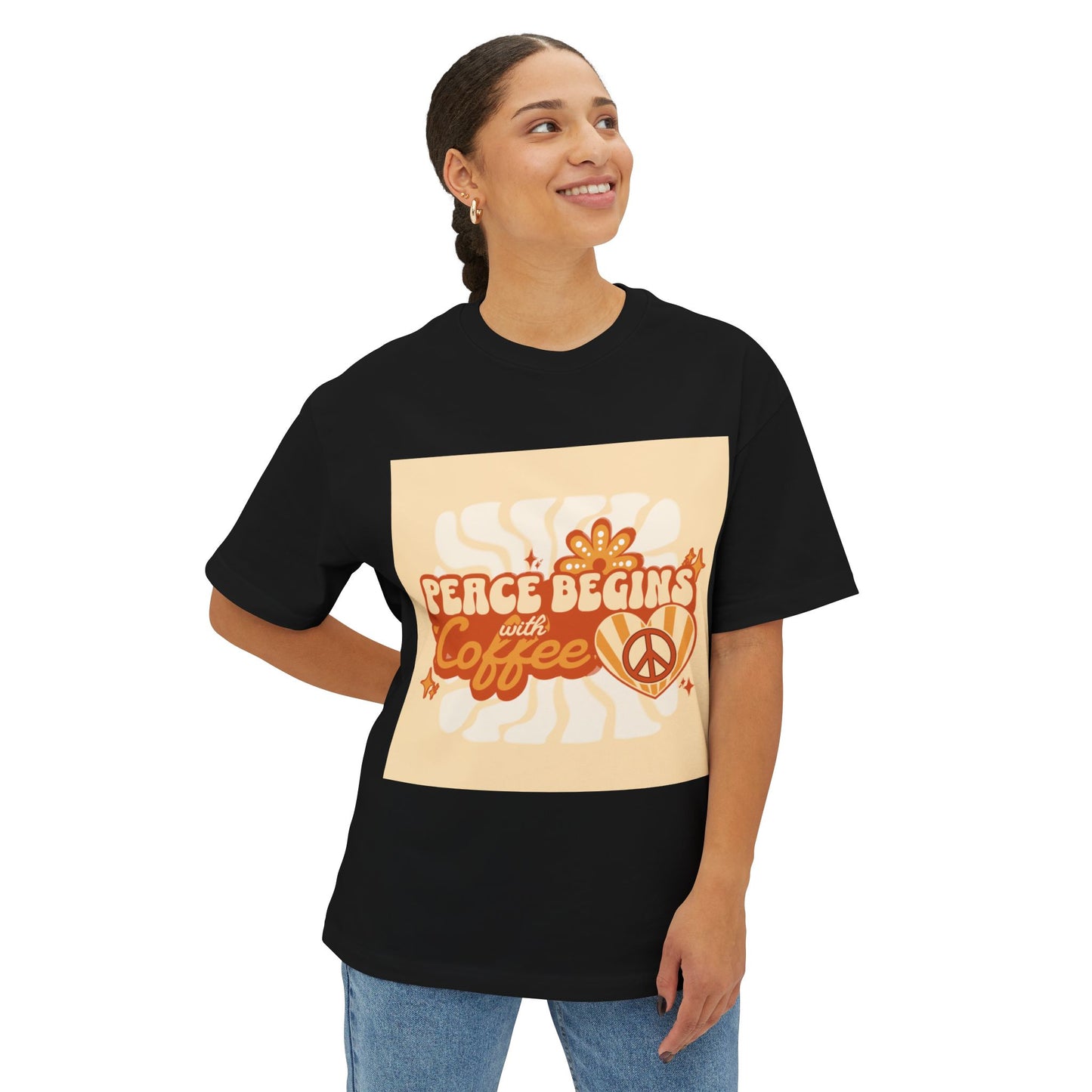 Oversized Tee - Peace Begins with Coffee