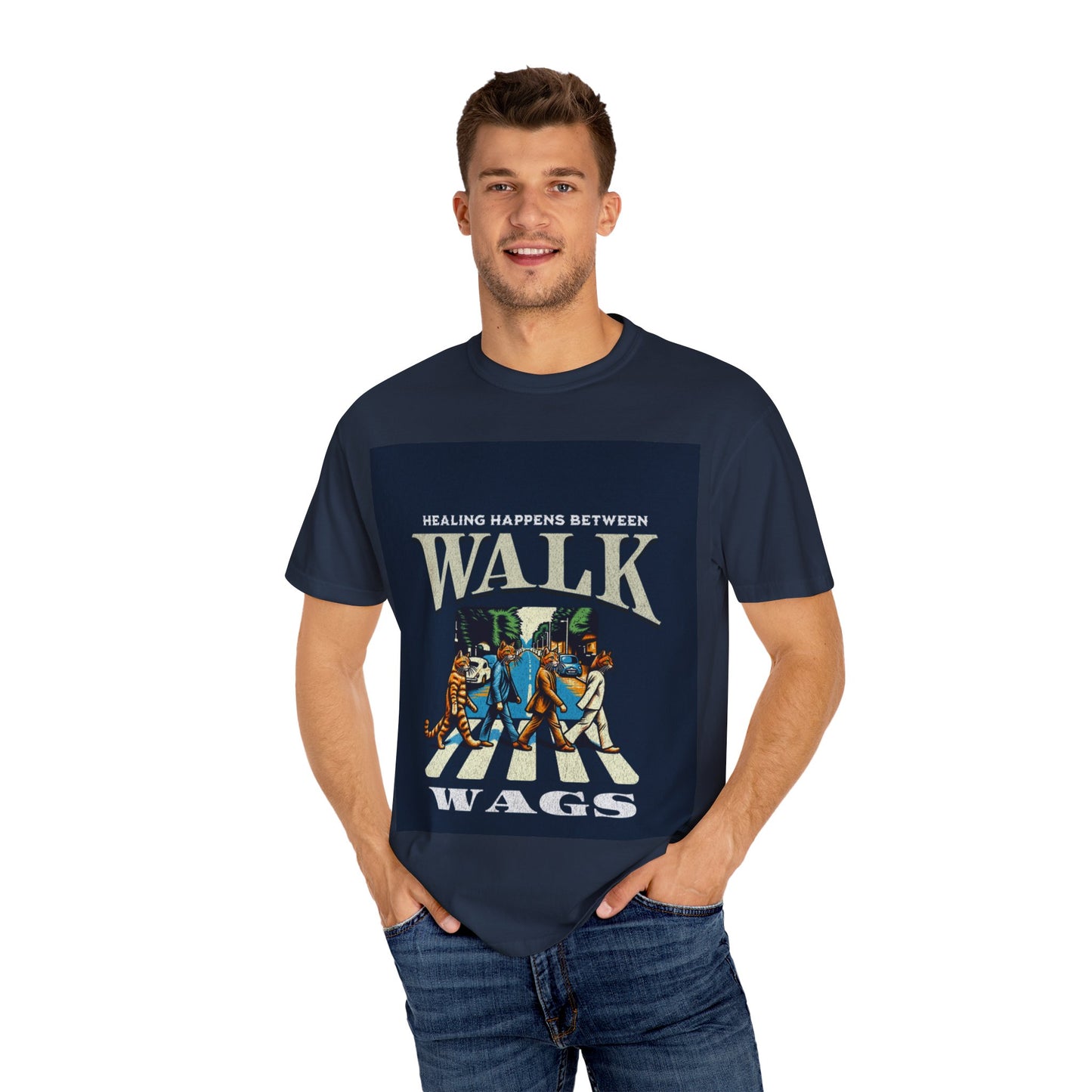Healing Happens Walk Wags Unisex T-Shirt - Casual Graphic Tee for Animal Lovers