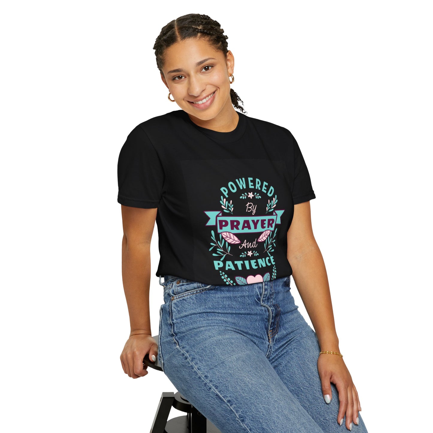 Powered by Prayer and Patience Unisex T-Shirt - Inspirational Garment-Dyed Tee