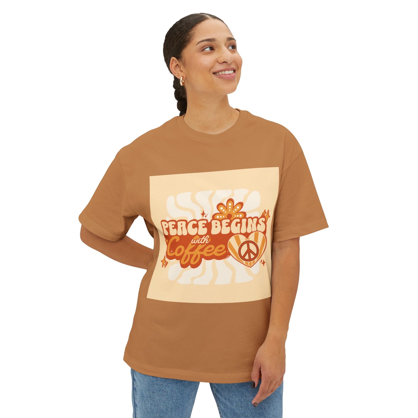 Oversized Tee - Peace Begins with Coffee