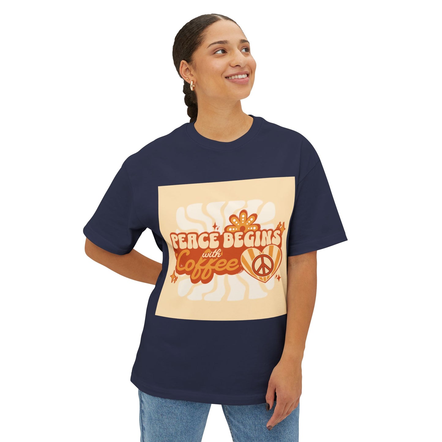 Oversized Tee - Peace Begins with Coffee