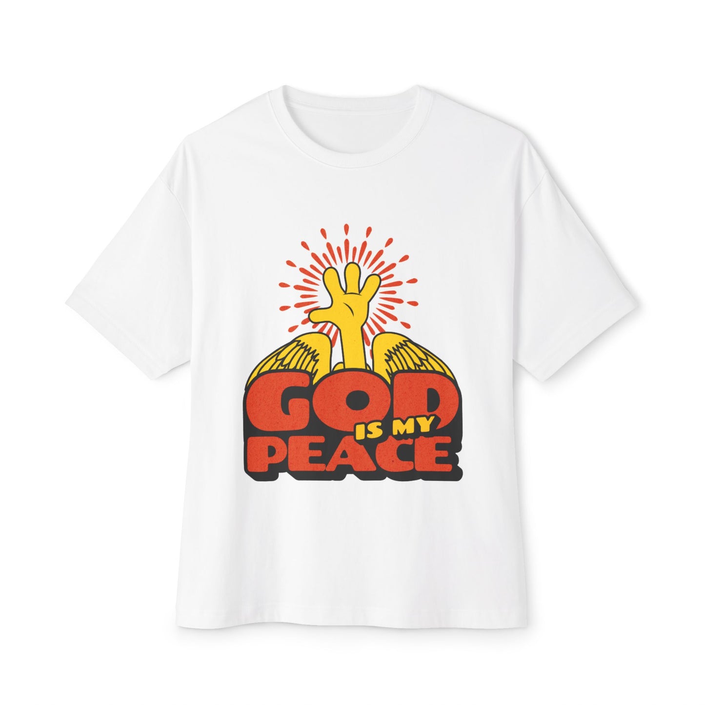 Oversized Tee - 'God is My Peace' Religious Shirt