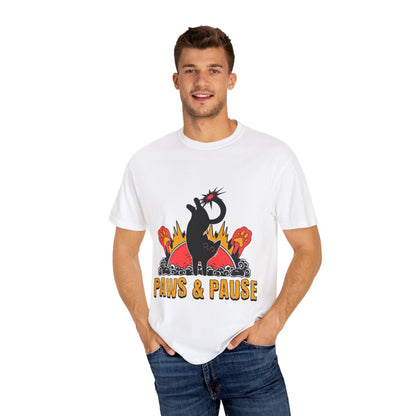 Paws & Pause Unisex Garment-Dyed T-Shirt - Fun Cat Design for Animal Lovers