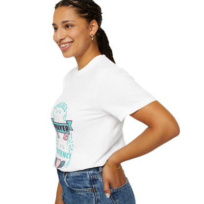Powered by Prayer and Patience Unisex T-Shirt - Inspirational Garment-Dyed Tee