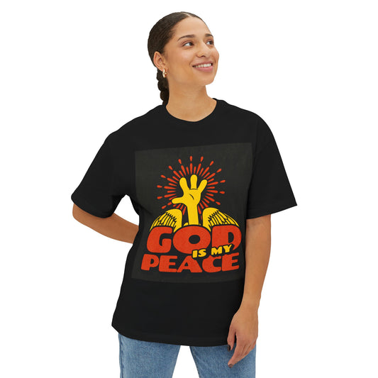 Oversized Tee - 'God is My Peace' Religious Shirt