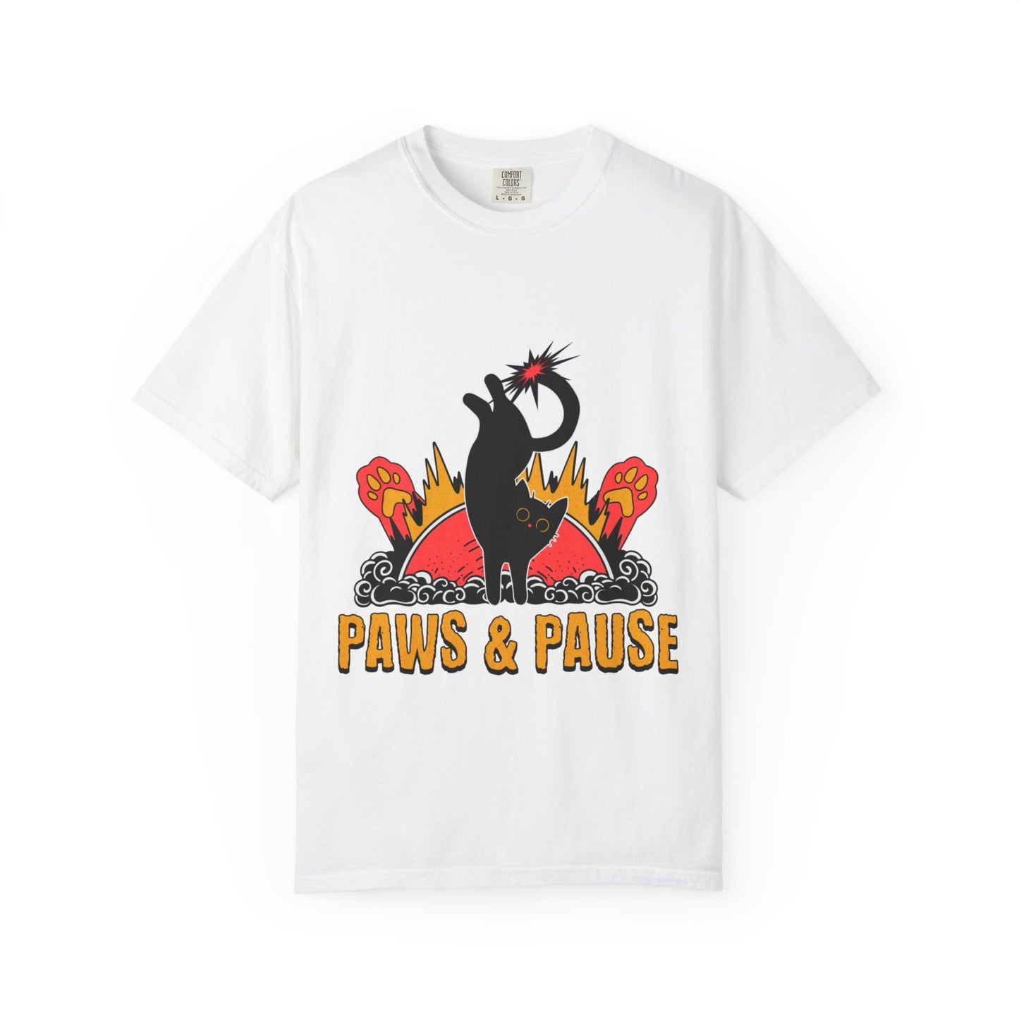 Paws & Pause Unisex Garment-Dyed T-Shirt - Fun Cat Design for Animal Lovers