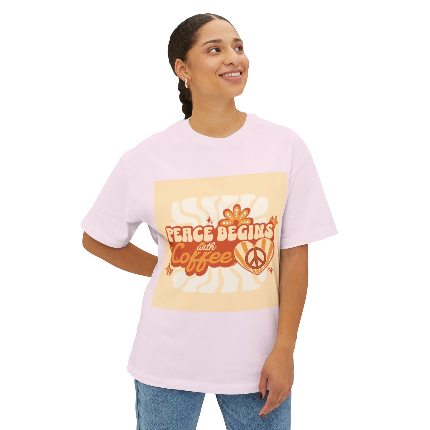 Oversized Tee - Peace Begins with Coffee