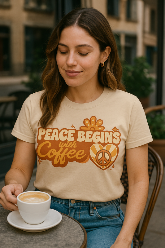 Oversized Tee - Peace Begins with Coffee